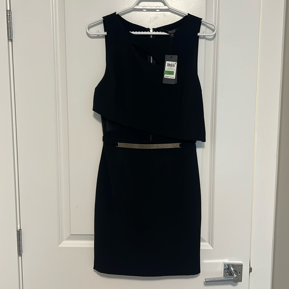 NWT Guess Short Black Dress With Metal Detail